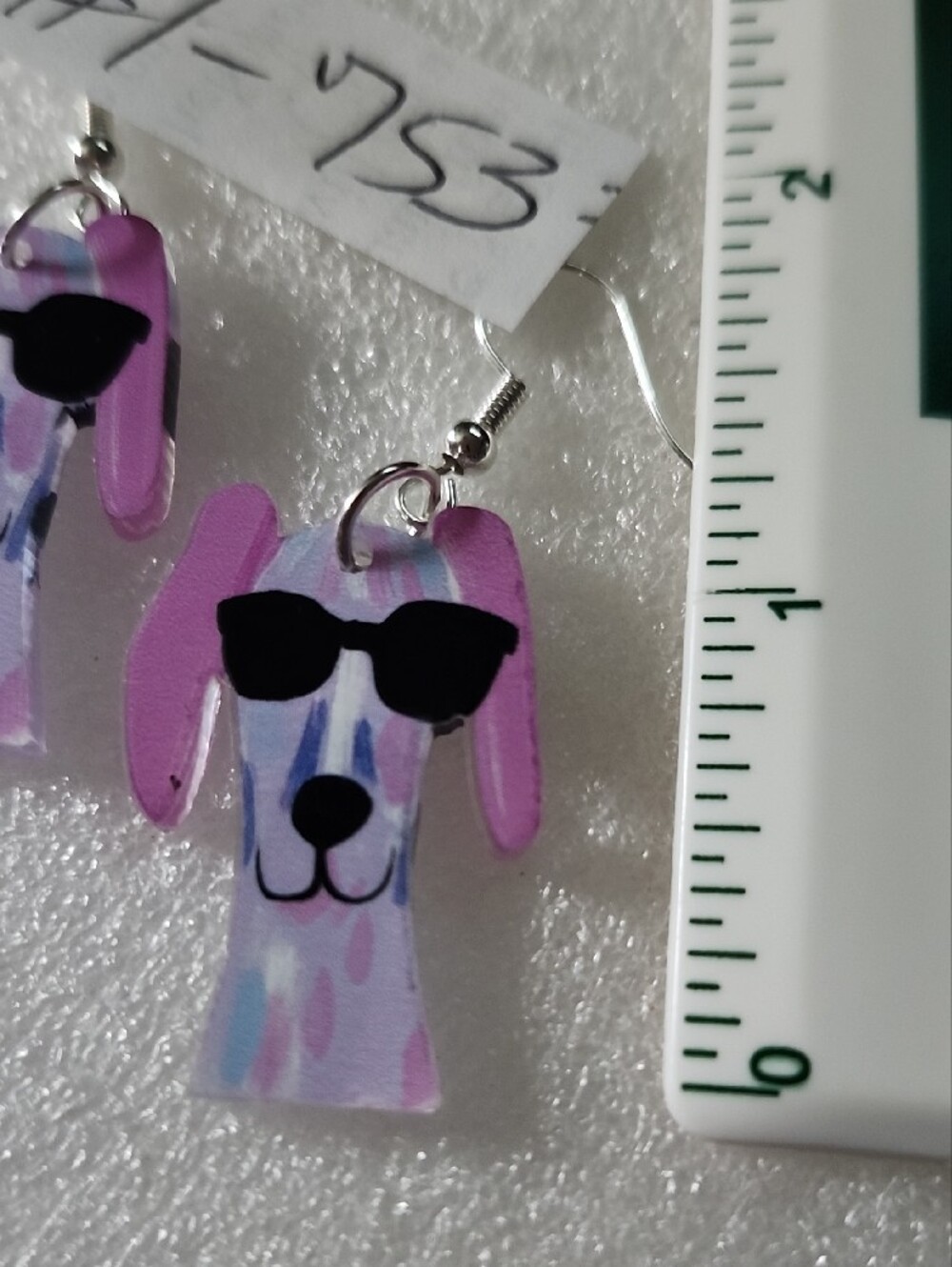 Hand Crafted Pink & Black Dog Earrings - Picture 3 of 4